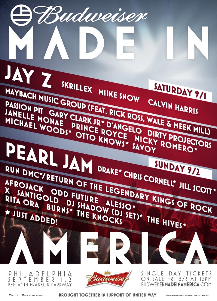 JayZ Announces Updated Lineup for Made In America Festival Hypebeast